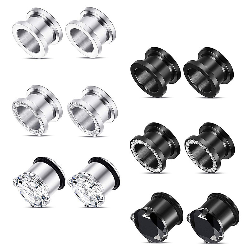 Hypoallergenic Non Tarnish Surgical Stainless Steel Ear Gauges Gauge Earrings Expanders Stretcher Hollow Tunnels Ear Gauge Plugs