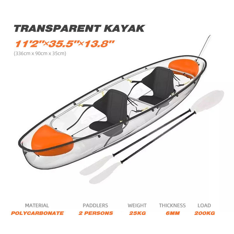 Favorite factory customized Two seater rowing boats clear rafting boat transparent fishing kayak for sale