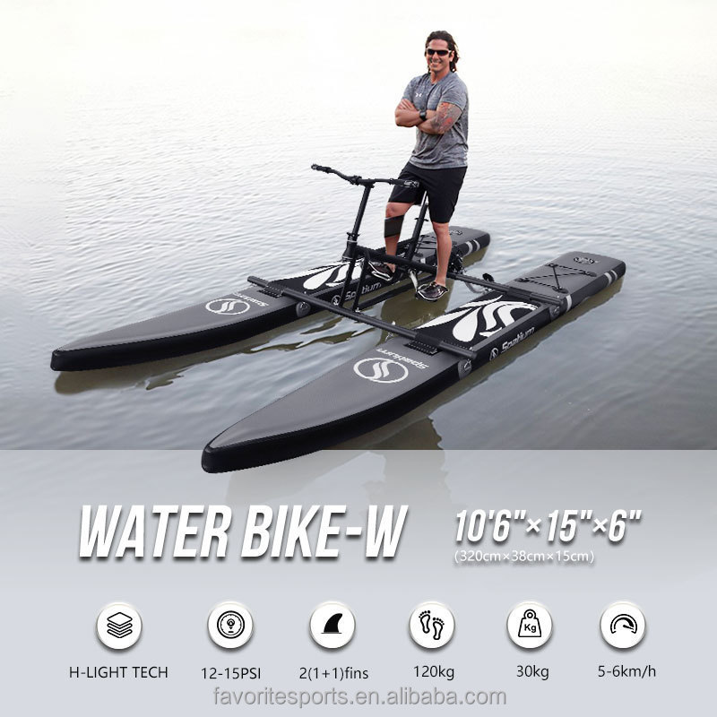 Favorite New Design Inflatable single water bike pedalo pedal boat floating bicycle for sale