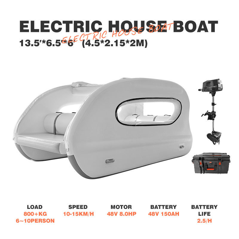 Spatium 2024 new arrival Sustainable Multihull Inflatable 2Story Inflatable Electric House Catamaran Boat For water recreation