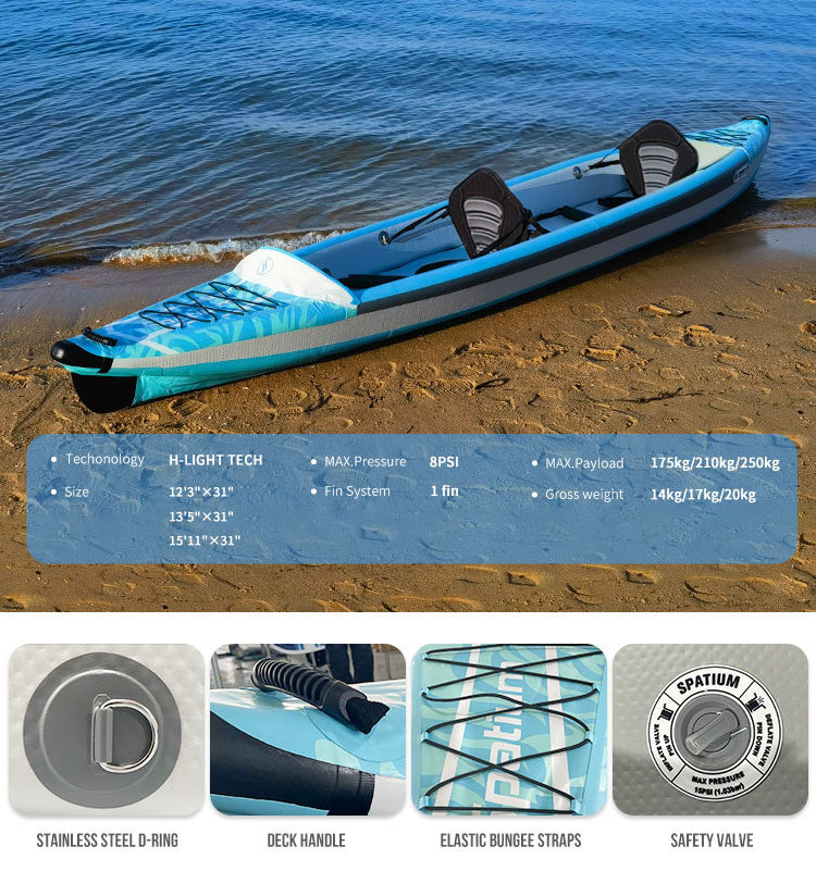 Favorite New arrival inflatable drop stitch kayak 2 person Anti-leakage of three chambers for sale