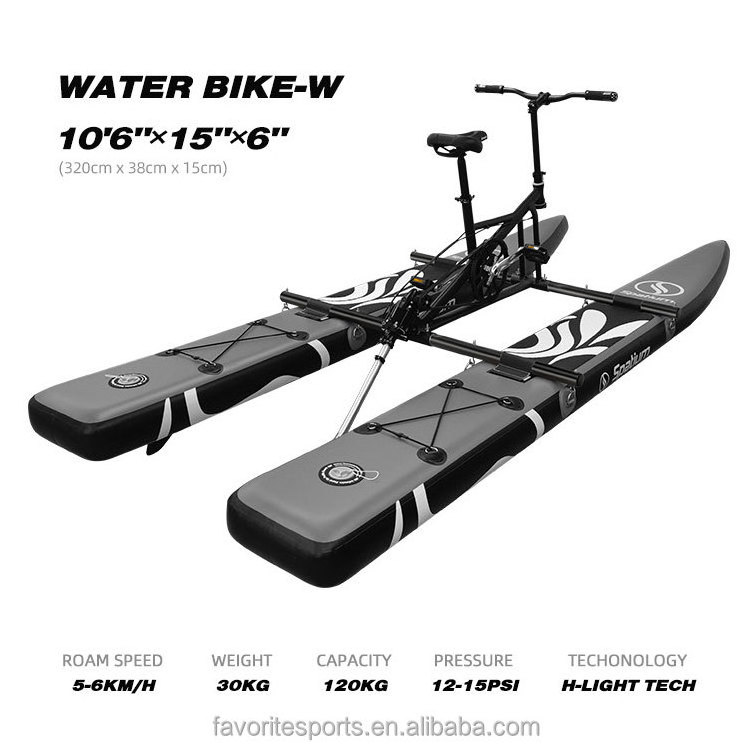 Favorite New Design Inflatable single water bike pedalo pedal boat floating bicycle for sale