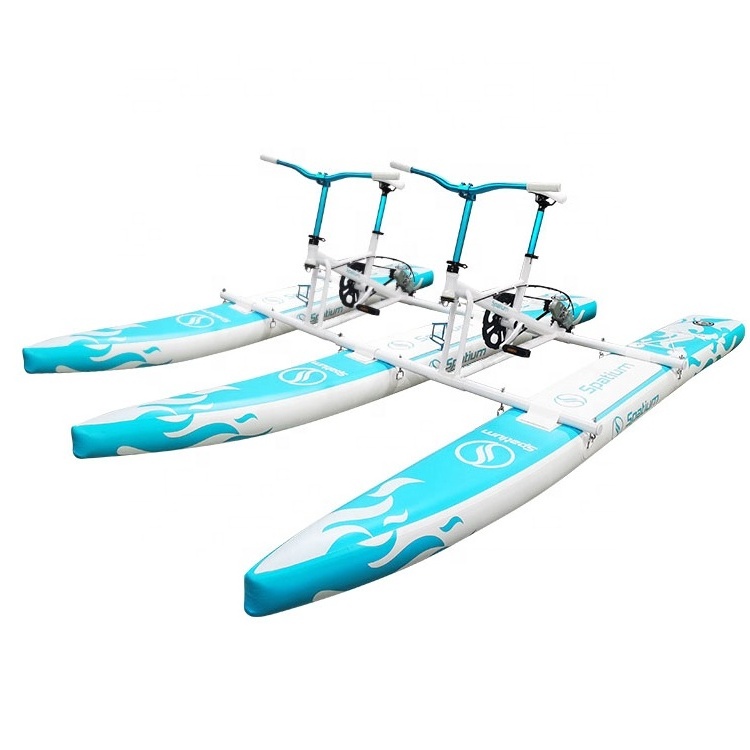 2024 New arrival double inflatable Tandem bicycle  floating water bike pedal boat with propeller for two person