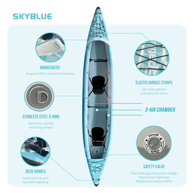 Favorite New arrival inflatable drop stitch kayak 2 person Anti-leakage of three chambers for sale