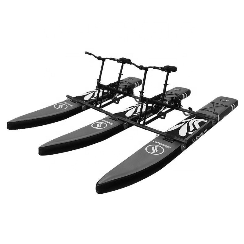 2024 New arrival double inflatable Tandem bicycle  floating water bike pedal boat with propeller for two person