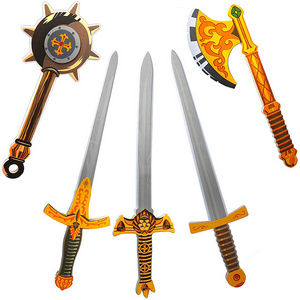 5 Pack Assorted Big Foam Swords Toy Set, Medieval Knights And Gladiator Warrior Pretend Role Play Weapons