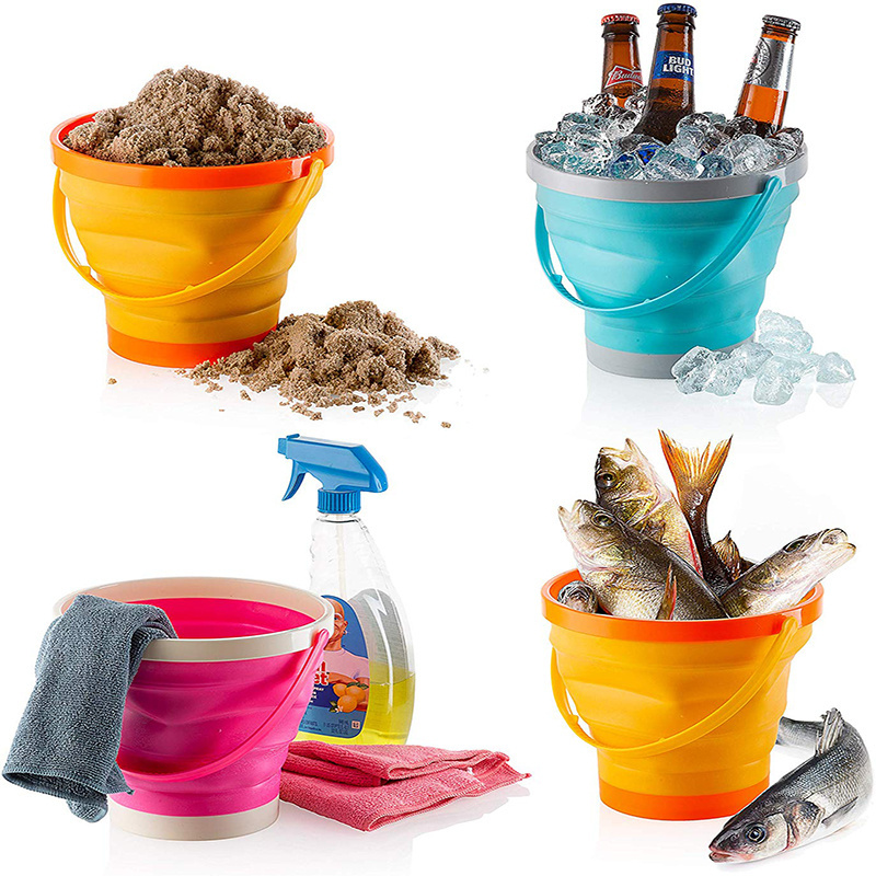 Foldable Pail Bucket Collapsible Buckets Multi Purpose For Beach, Camping Gear Water And Food Jug, Dog Bowl And Fishing Tub