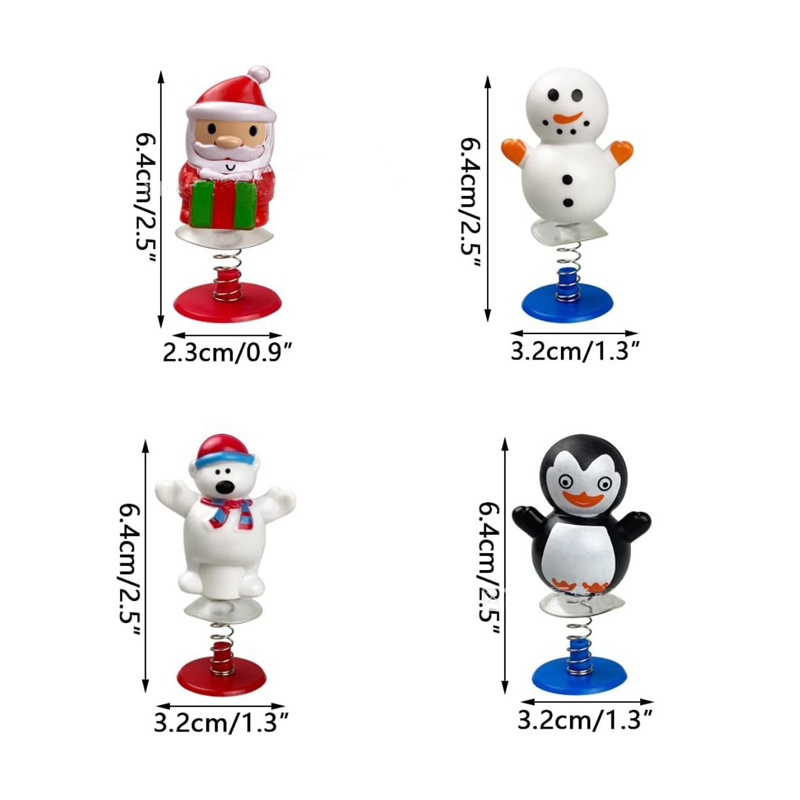 Kids Party Bag Fillers Accessories Party Decoration 6pcs Santa Snowman Bear Jumping Popper Pop Up Toys Christmas Jump Up Toys