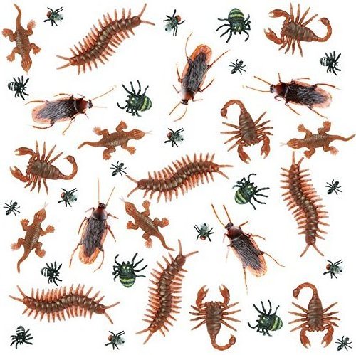 144pcs Halloween Plastic Cockroaches Spiders Scorpions toys and Bat for Halloween Party Favors and Decoration