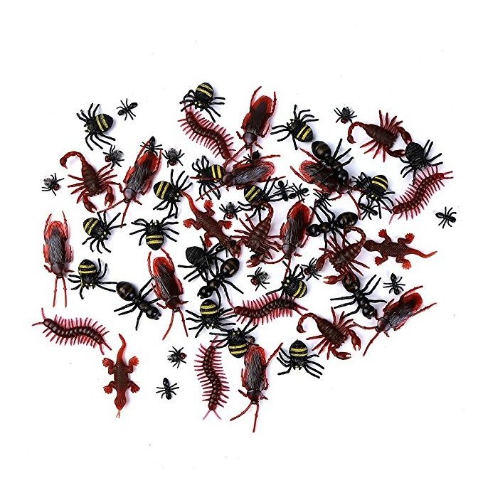 144pcs Halloween Plastic Cockroaches Spiders Scorpions toys and Bat for Halloween Party Favors and Decoration