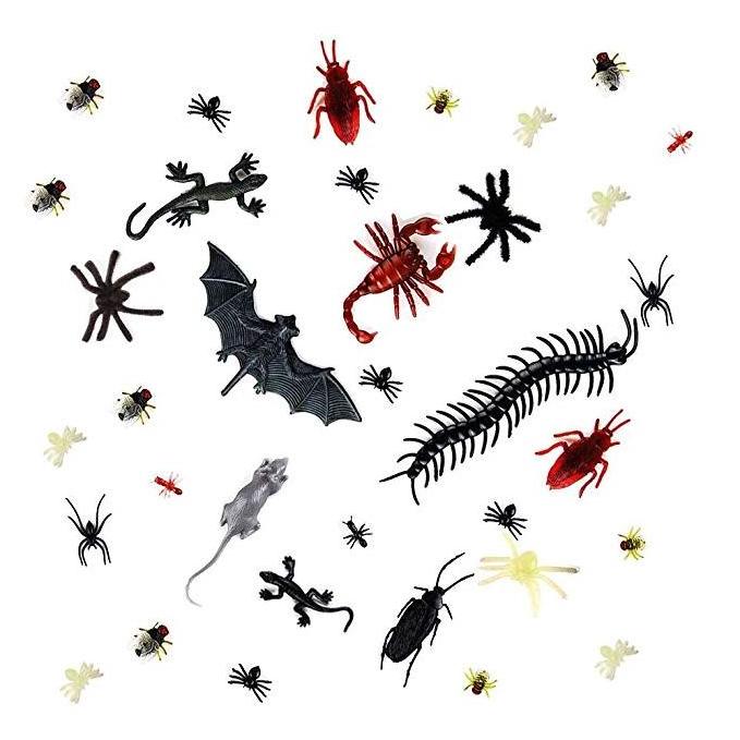 144pcs Halloween Plastic Cockroaches Spiders Scorpions toys and Bat for Halloween Party Favors and Decoration