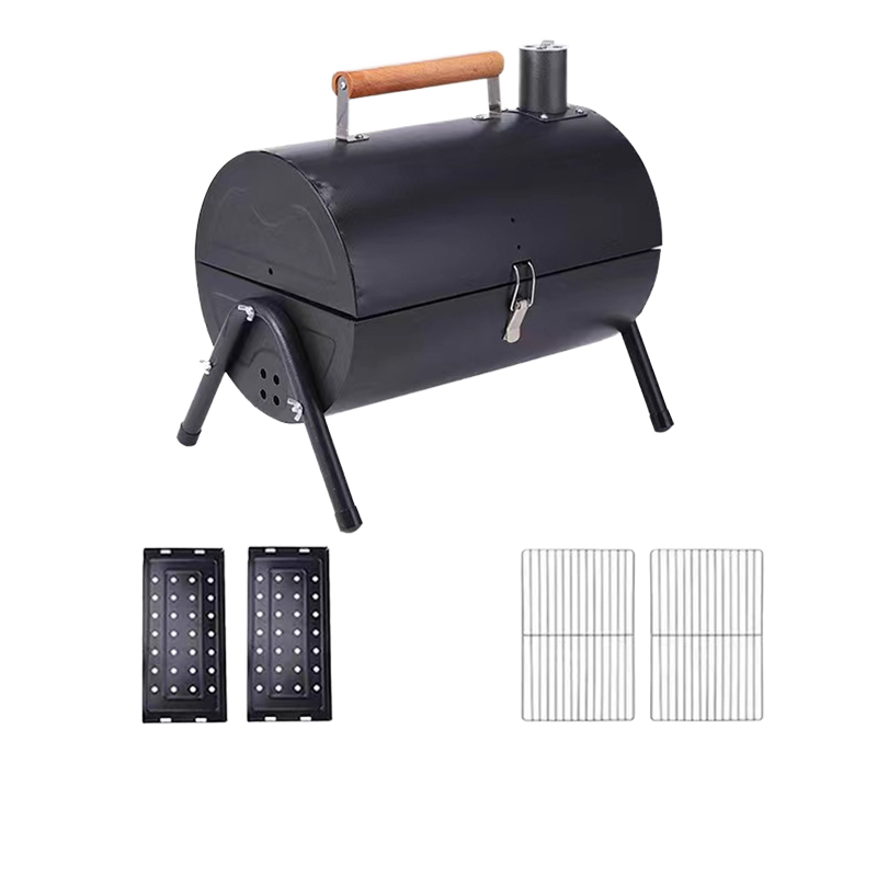 Double Sided Barbecue Tabletop Portable Charcoal barbecue grill outdoor With Cover Chimney For Camping Backyard Cooking