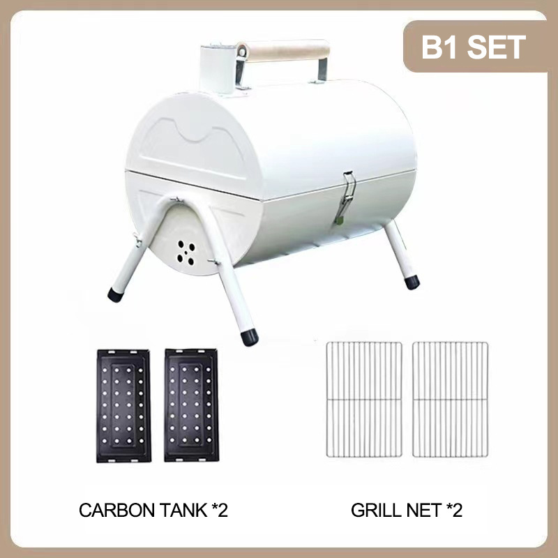 NB-FAVOUR Double Sided Barbecue Tabletop BBQ Portable Charcoal Grill With Cover Chimney For Outdoor Camping Backyard Cooking