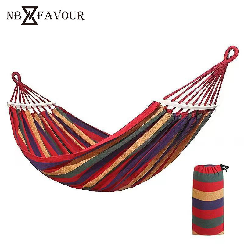 NB-FAVOUR Top Quality Canvas Camping Hammock Portable Travel Hammock Indoor Outdoor Hammock Without Stand