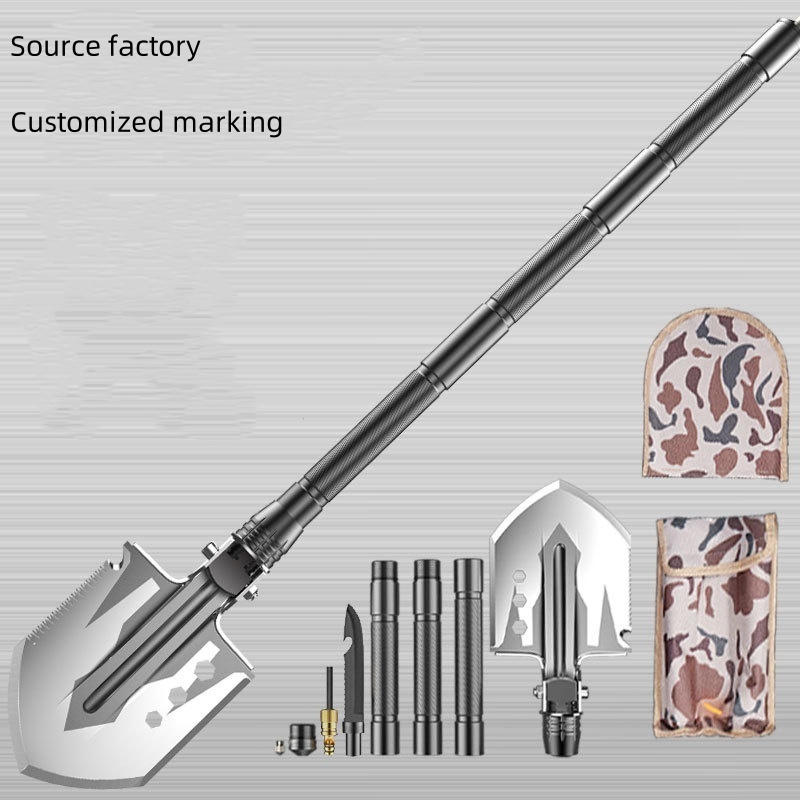 Folding shovel hoe Multifunctional 76cm camping gear defense safety shovel tool shove