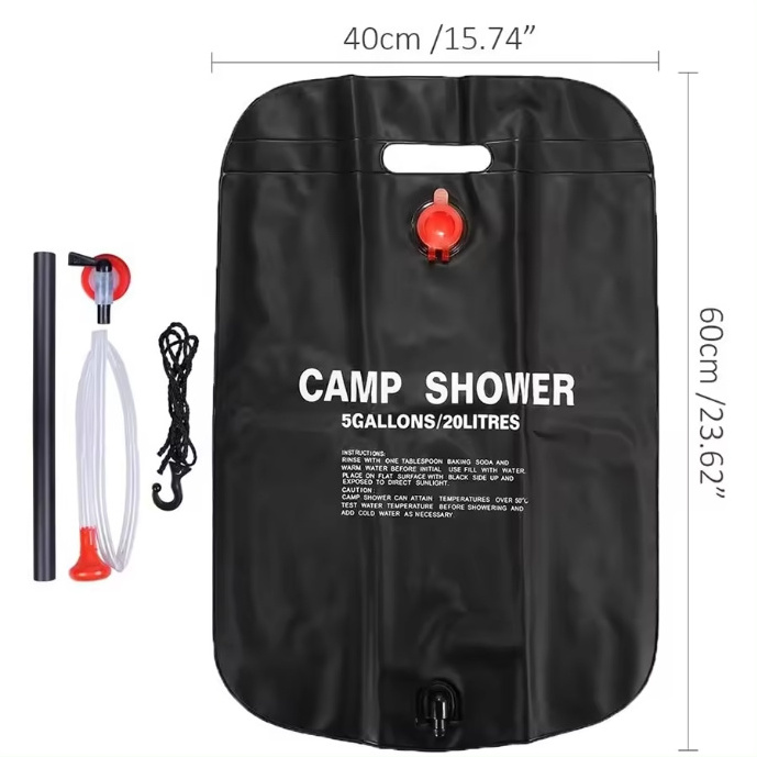 Outdoor 20L Portable camping shower 5 gallons Heating Pipe Bag Solar Water Heater Outdoor Other Camping gear