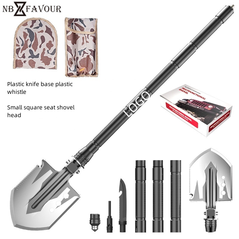 Folding shovel hoe Multifunctional 76cm camping gear defense safety shovel tool shove