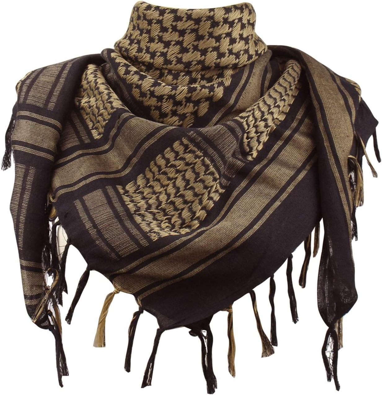 Shemaghs Keffiyeh Scarf Turban for Men Arab Turban Plaid Fringe Scarves for Tactical Outdoor Camping Accessory Unisex