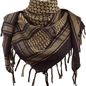 Shemaghs Keffiyeh Scarf Turban for Men Arab Turban Plaid Fringe Scarves for Tactical Outdoor Camping Accessory Unisex