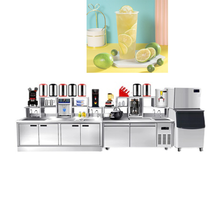 Design Commercial Milk Tea Shop Counter Display Bar Counter Bubble Tea Equipment Sink With Faucet Water Bar Worktop Counter