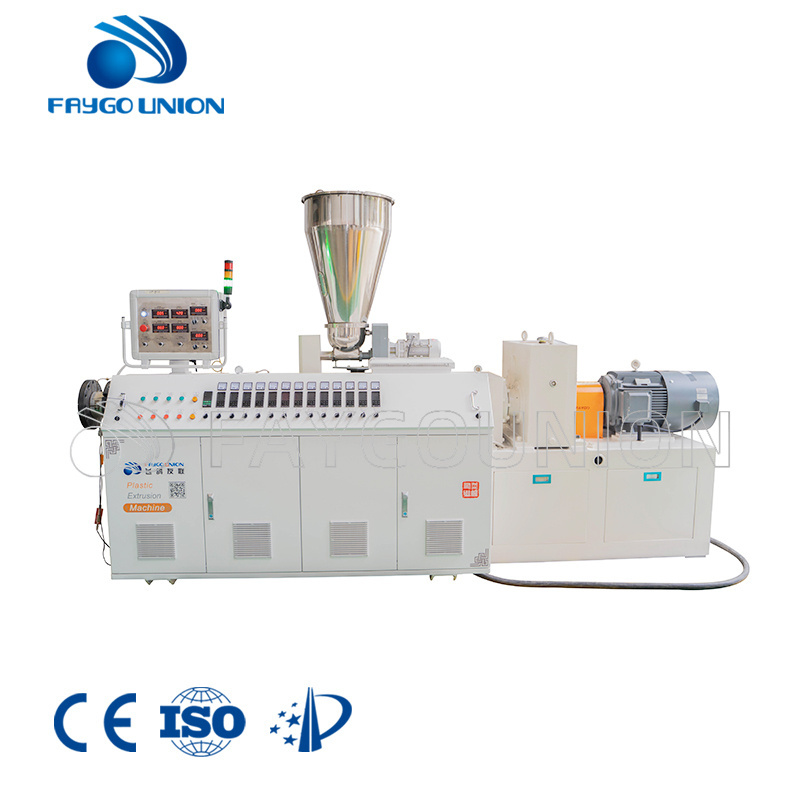 FAYGO UNION Plastic conical twin electric screw pipe extruder machine for pvc/pe/ppr pipe 50mm to 160mm