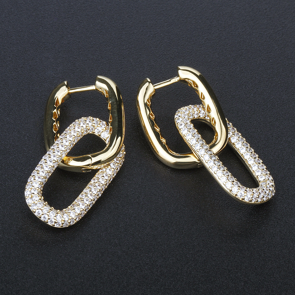 2023 Fine Jewelry simple Buckle earring 18k gold plated 925 Sterling Silver zircon cz Diamonds women's drop Hoop Huggie Earrings