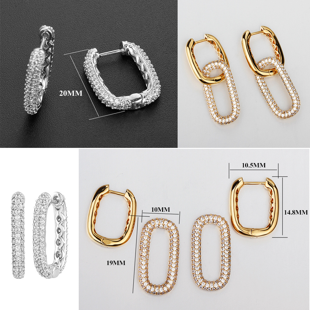 2023 Fine Jewelry simple Buckle earring 18k gold plated 925 Sterling Silver zircon cz Diamonds women's drop Hoop Huggie Earrings