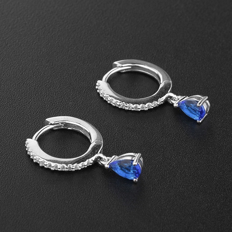 customizable fine jewelry sapphire drop charms 18k gold hoops cz blue diamond huggie women zircon 925 sterl silver earrings