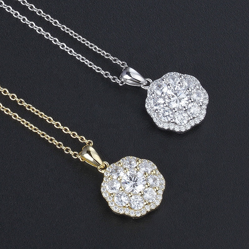 classic women 925 sterling silver necklace chain zircon full fake diamond necklaces 5a cz jewelry gold plated 18k pendant charms