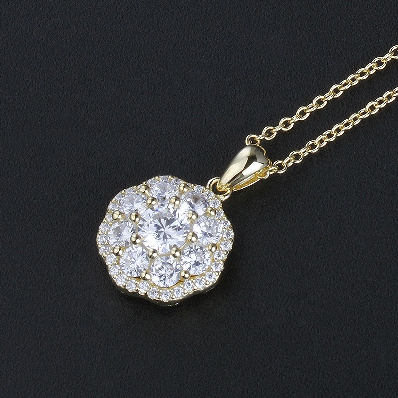 classic women 925 sterling silver necklace chain zircon full fake diamond necklaces 5a cz jewelry gold plated 18k pendant charms