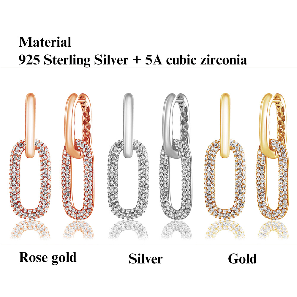 2023 Fine Jewelry simple Buckle earring 18k gold plated 925 Sterling Silver zircon cz Diamonds women's drop Hoop Huggie Earrings