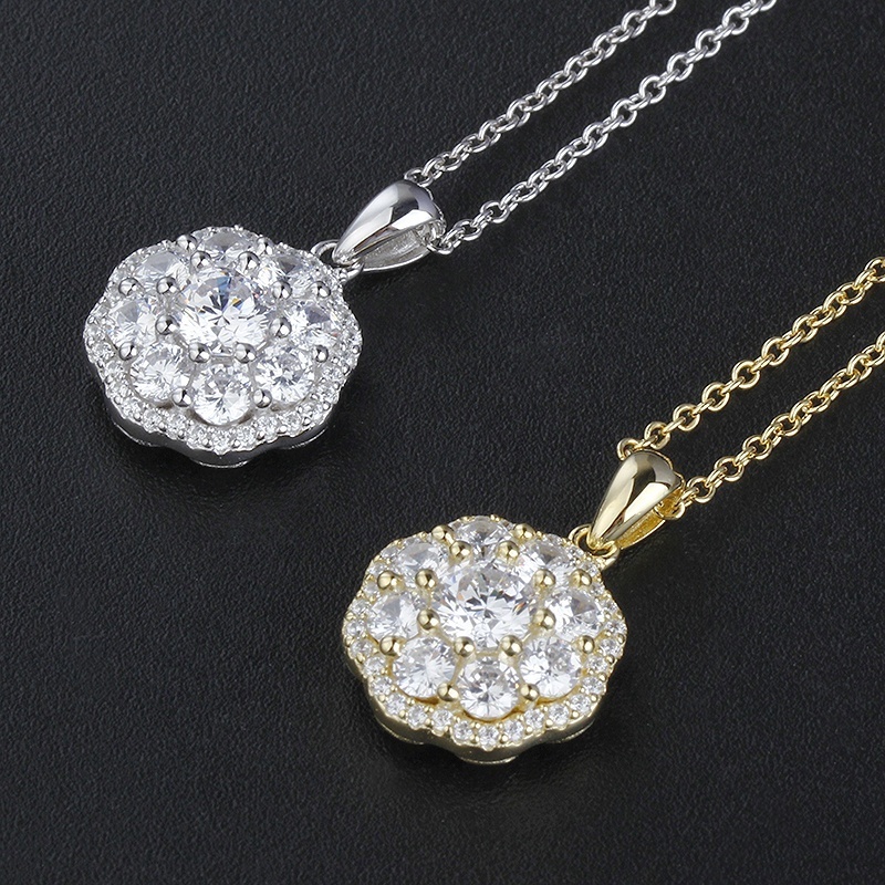 classic women 925 sterling silver necklace chain zircon full fake diamond necklaces 5a cz jewelry gold plated 18k pendant charms