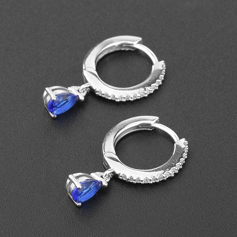 customizable fine jewelry sapphire drop charms 18k gold hoops cz blue diamond huggie women zircon 925 sterl silver earrings