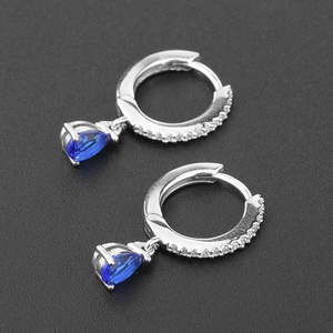 customizable fine jewelry sapphire drop charms 18k gold hoops cz blue diamond huggie women zircon 925 sterl silver earrings