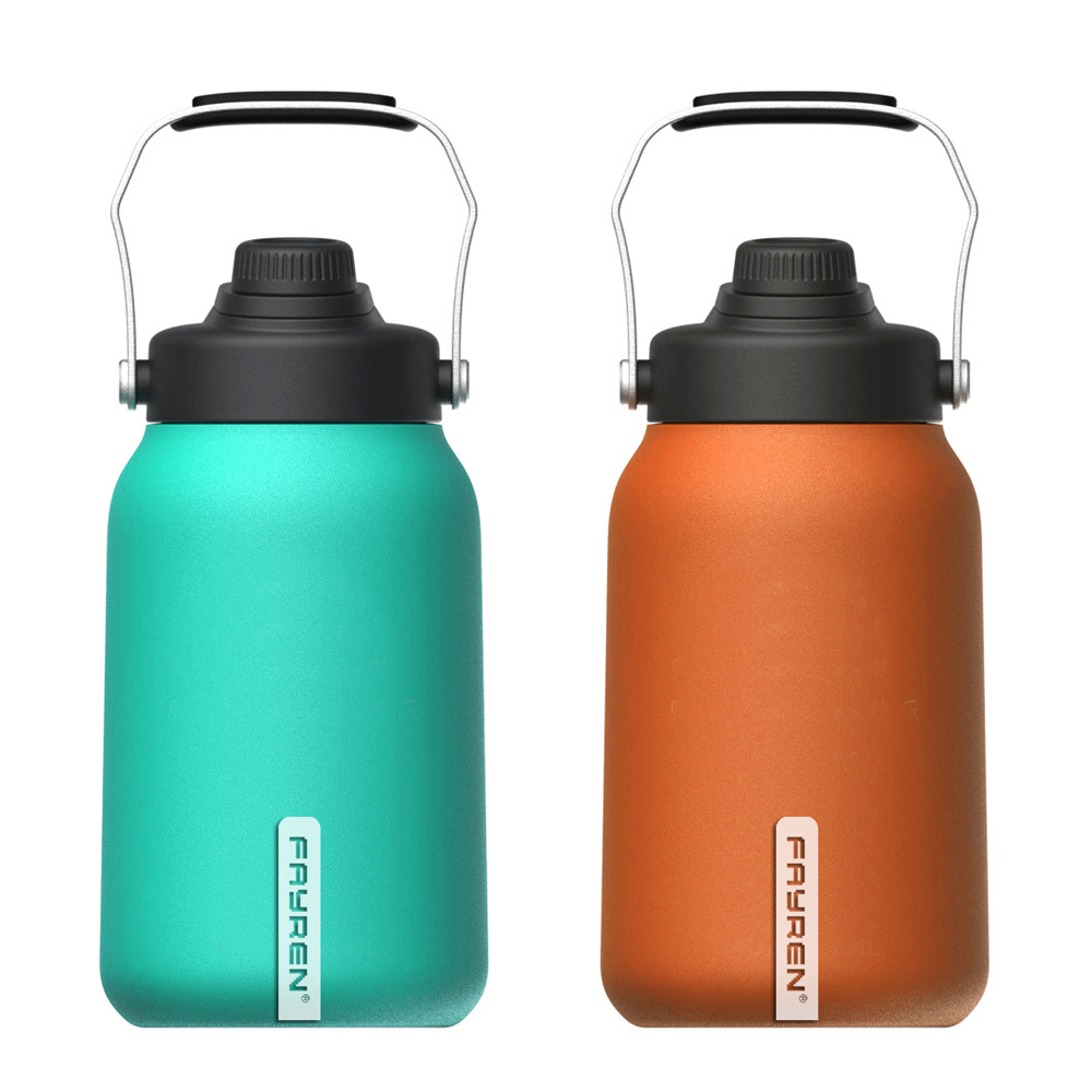 64 Oz 128 Oz Insulated Vacuum Sports Water Bottle With Straw Lid Stainless Steel Half Gallon 2 Litre 2l Gym Termos Water Bottle