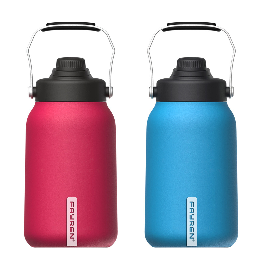 64 Oz 128 Oz Insulated Vacuum Sports Water Bottle With Straw Lid Stainless Steel Half Gallon 2 Litre 2l Gym Termos Water Bottle