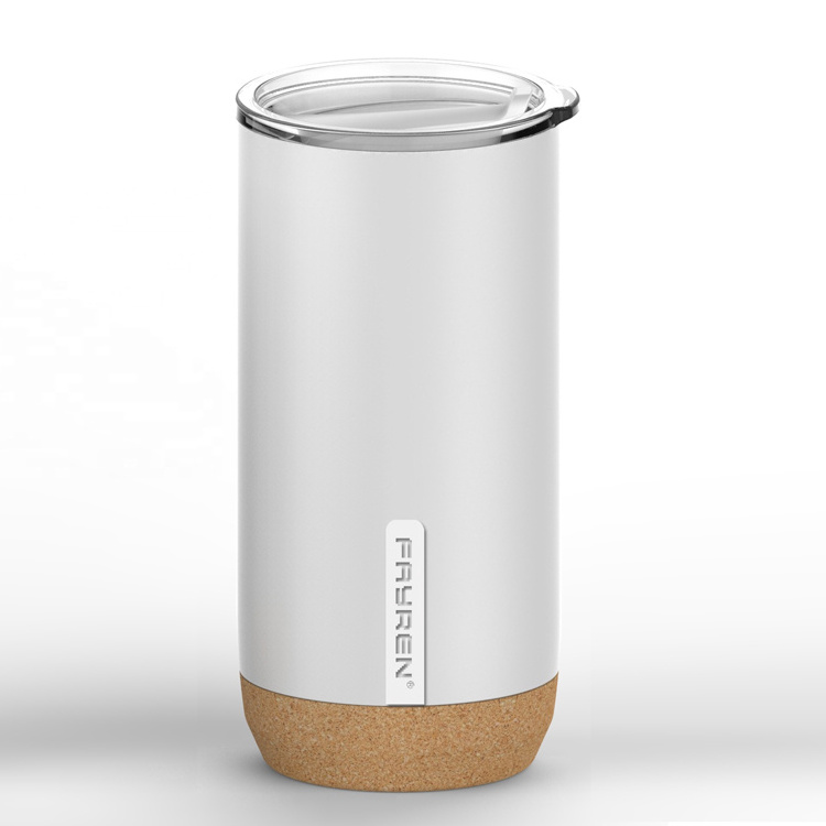 Fayren 16oz Double Wall Stainless Steel Insulated Vacuum Travel Coffee Tumbler Mug with Cork Bottom