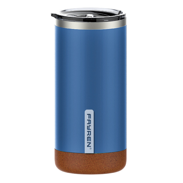 Fayren 16oz Double Wall Stainless Steel Insulated Vacuum Travel Coffee Tumbler Mug with Cork Bottom