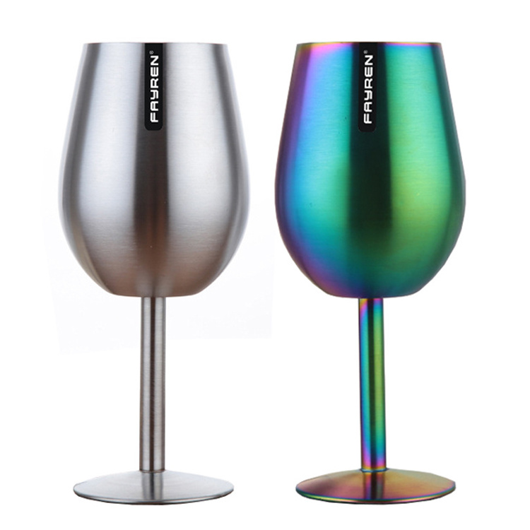 Double wall stainless steel wine glass  Insulated Unbreakable Goblets Stemmed Wine Glass