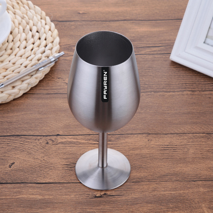 Double wall stainless steel wine glass  Insulated Unbreakable Goblets Stemmed Wine Glass