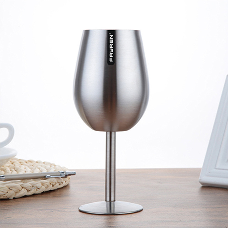 Double wall stainless steel wine glass  Insulated Unbreakable Goblets Stemmed Wine Glass