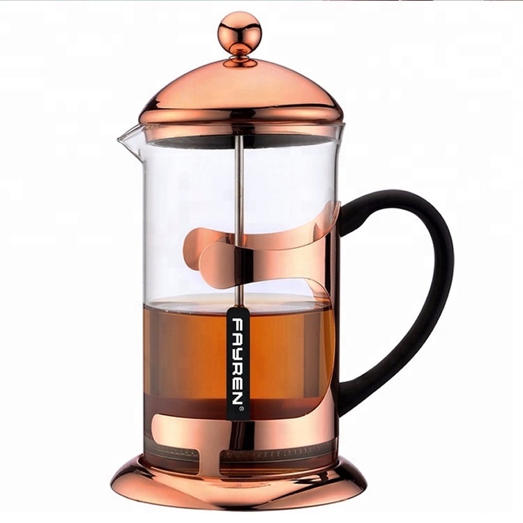 High quality borosilicate glass pote de vidro maker  plunger glass tea pot french coffee press