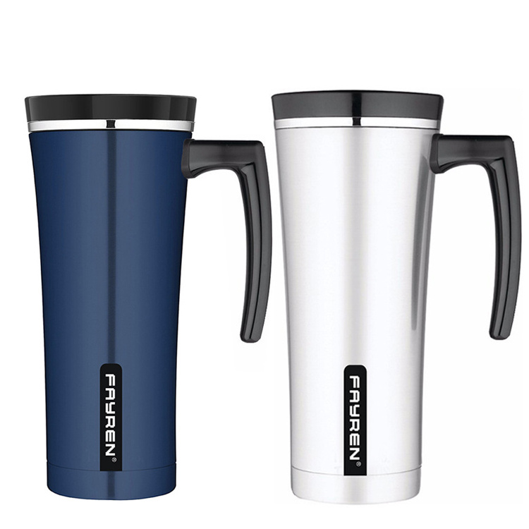 Christmas promotional custom leak proof vacuum thermo double wall 18 8 stainless steel auto coffee mug with handle