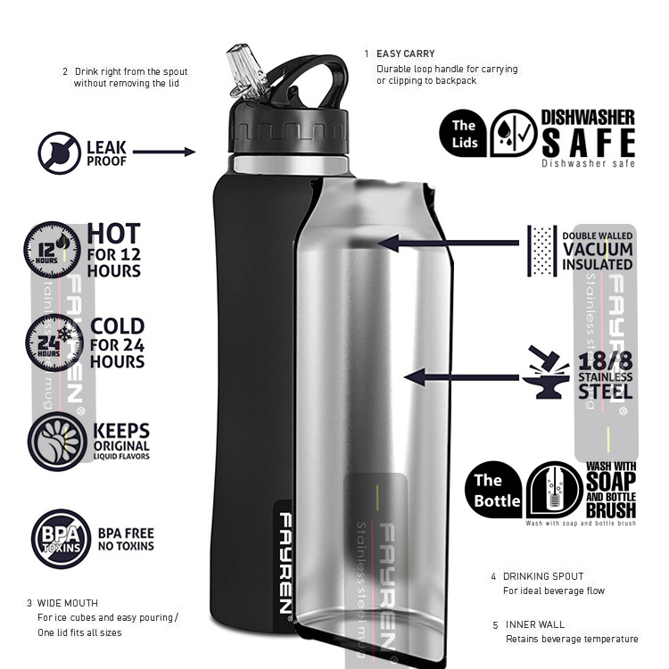 500ML 600ML 750ML stainless steel amy alkaline black ionized bicycle hot water bottle