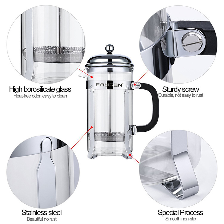 New Fashion and Top quality Borosilicate coffee french press and glass tea maker