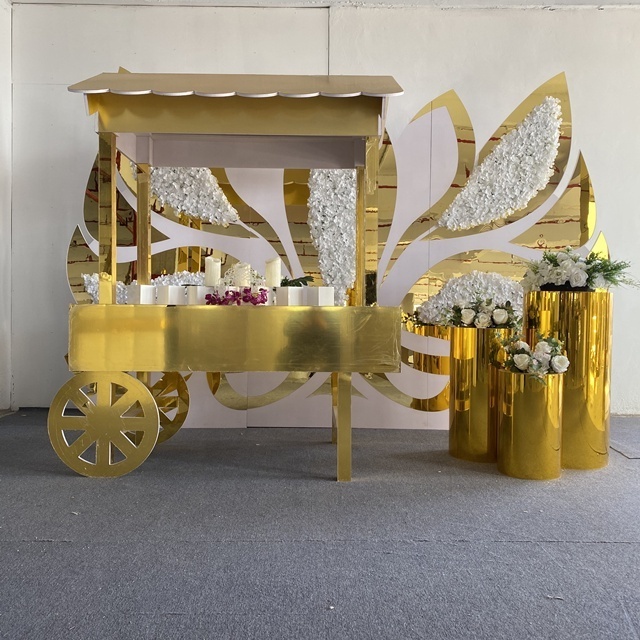 Gold Acrylic Wedding Flower Cart Candy Carts