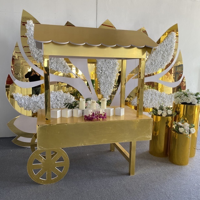 Gold Acrylic Wedding Flower Cart Candy Carts