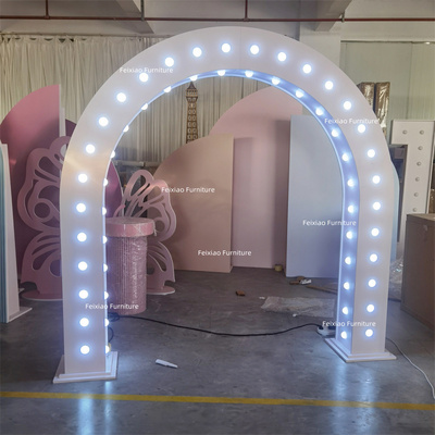 Wedding furniture white color arch wedding  backdrop stand with LED