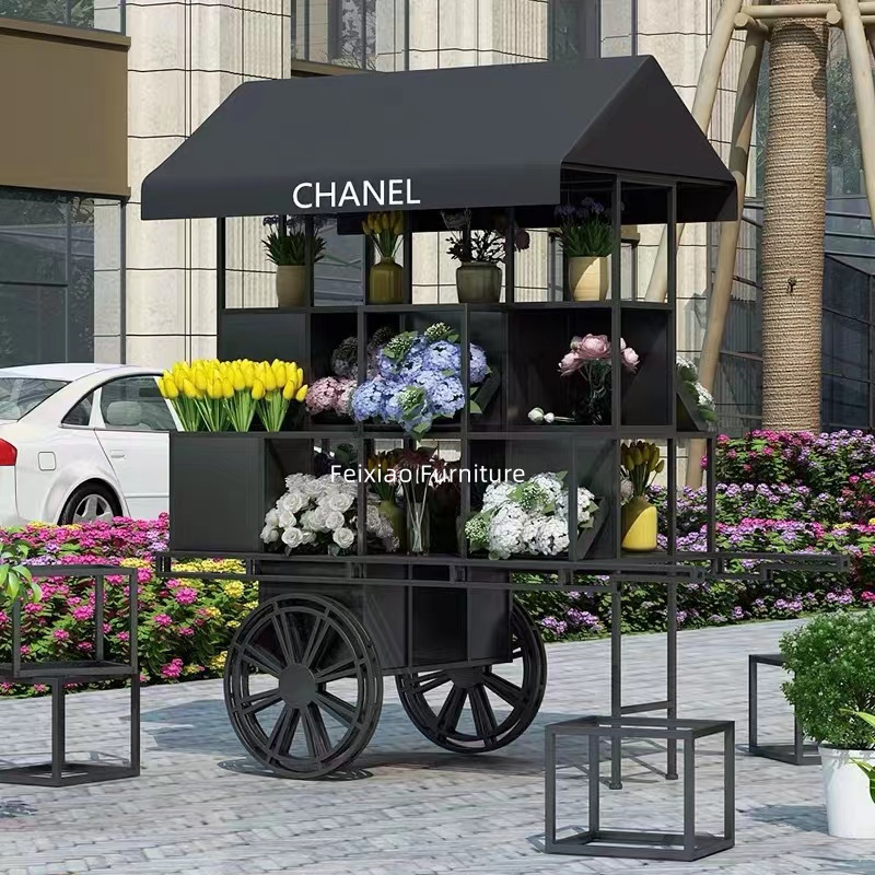 Wedding party pink sweet cart metal white candy cart flower cart with wheels