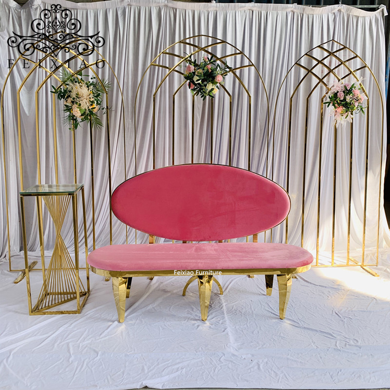 Wholesale Wedding Furniture Throne Chairs Golden Stainless Steel Bride And Groom Sofa Loveseat Chair with PU Cushion